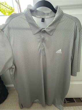 adidas Men’s Light Gray Micro-Pattern Polo